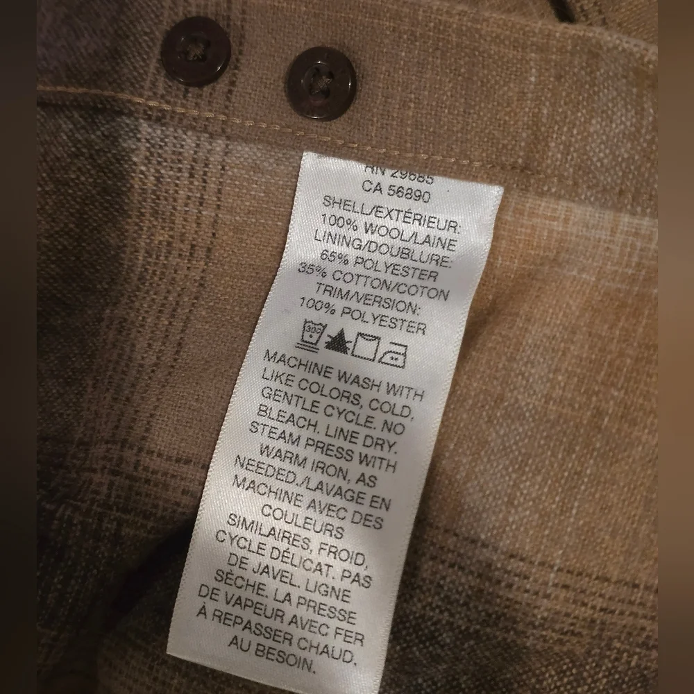 Vintage Pendleton Trail Shirt XL Tan Plaid Suede Elbow Patches No Flaws - Picture 8 of 11